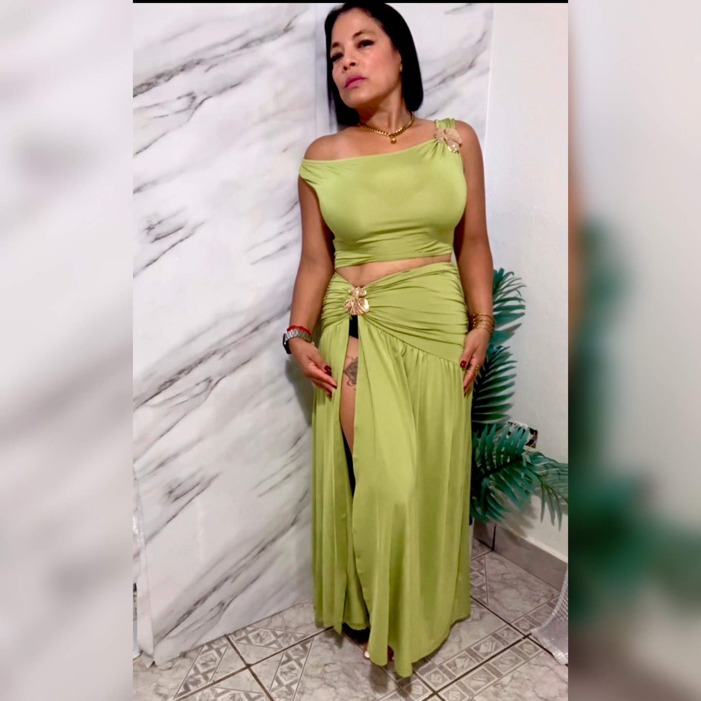 Olive Glow Skirt Set”